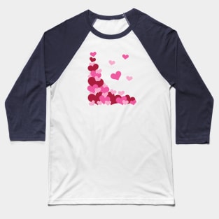 Hearts | Love | Pink | Dark Blue Baseball T-Shirt